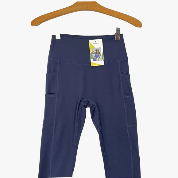 Halara Cloudful High Waisted 7/8 Leggings Sz XS Pull On Stretch Navy Blue Pocket - Picture 2 of 8